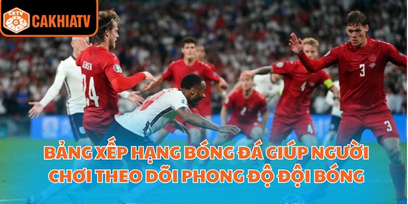 Giao diện bảng xếp hạng trên CakhiaTV thân thiện và dễ dùng